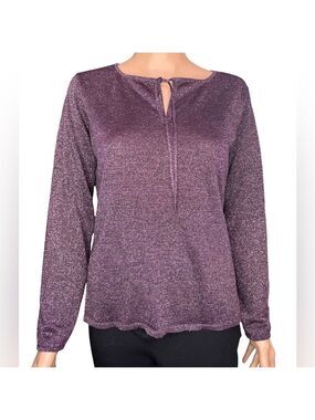 Single Noble Vivente Shimmering Purple Women's Long Sleeve Blouse XL